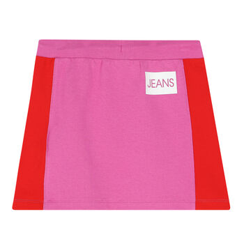 Girls Pink & Red Logo Skirt