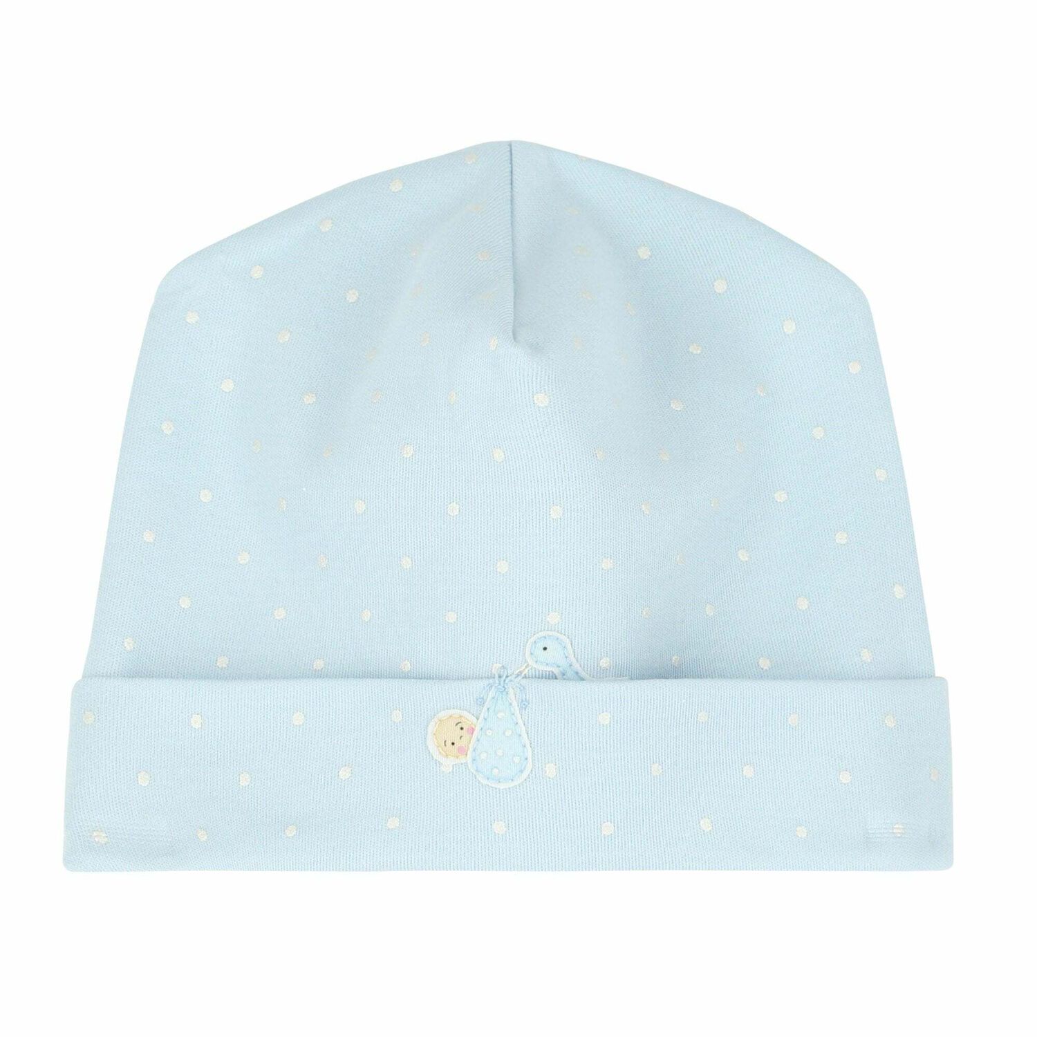 Baby Boys Blue Polka Dot Hat, 1, hi-res