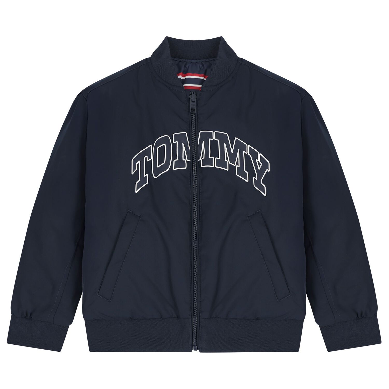 Boys Navy Blue Reversible Puffer Jacket, 1, hi-res