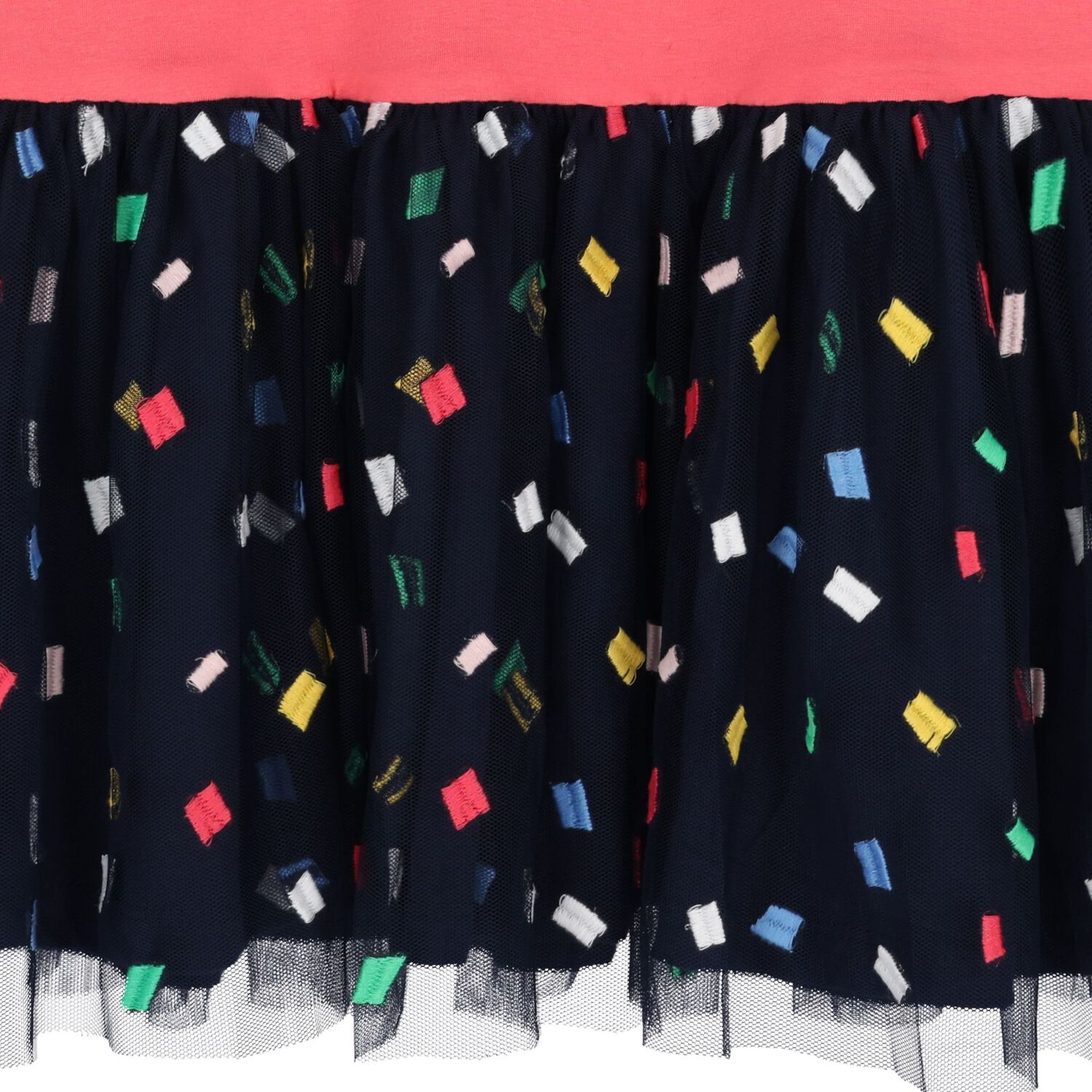 Girls Pink & Navy Blue Tulle Dress, 1, hi-res