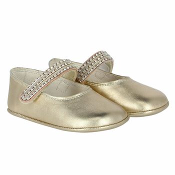 Baby Girls Gold Embellished Pre Walker Shoes