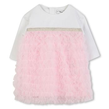 Baby Girls White & Pink Ruffled Dress