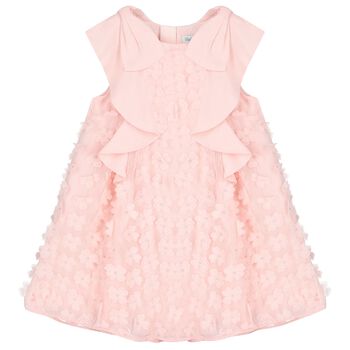 Girls Pink Flowers Chiffon Dress