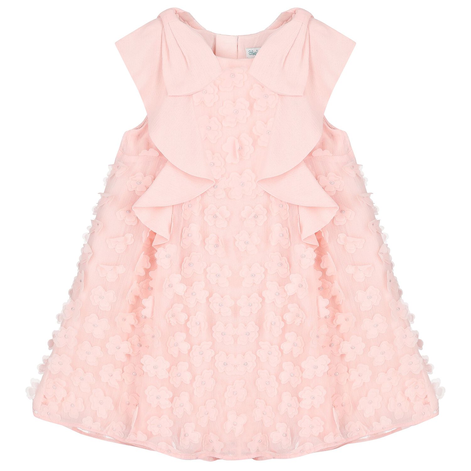 Girls Pink Flowers Chiffon Dress, 1, hi-res image number null