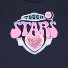 Girls Navy Blue Embellished T-Shirt, 2, hi-res