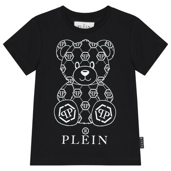 Boys Black Logo Teddy Bear T-Shirt