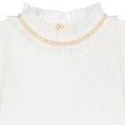 Girls White Pearl & Tulle Collar Top, 1, hi-res