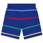 Boys Blue Logo Striped Shorts, 1, hi-res