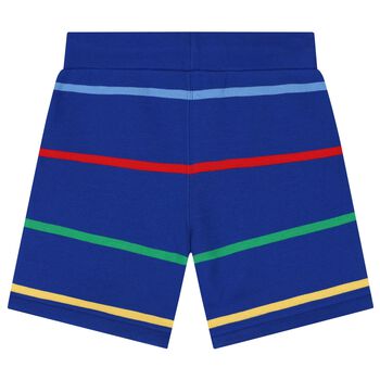 Boys Blue Logo Striped Shorts