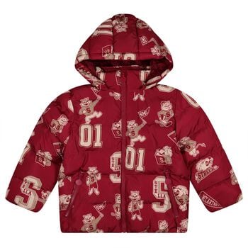 Boys Burgundy Lion & Tiger Puffer Jacket