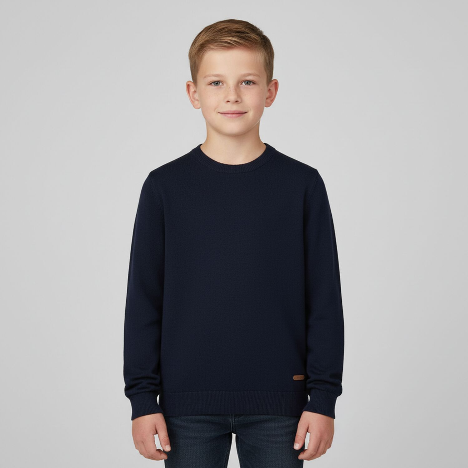 Boys Navy Blue Knitted Jumper, 3, hi-res image number null
