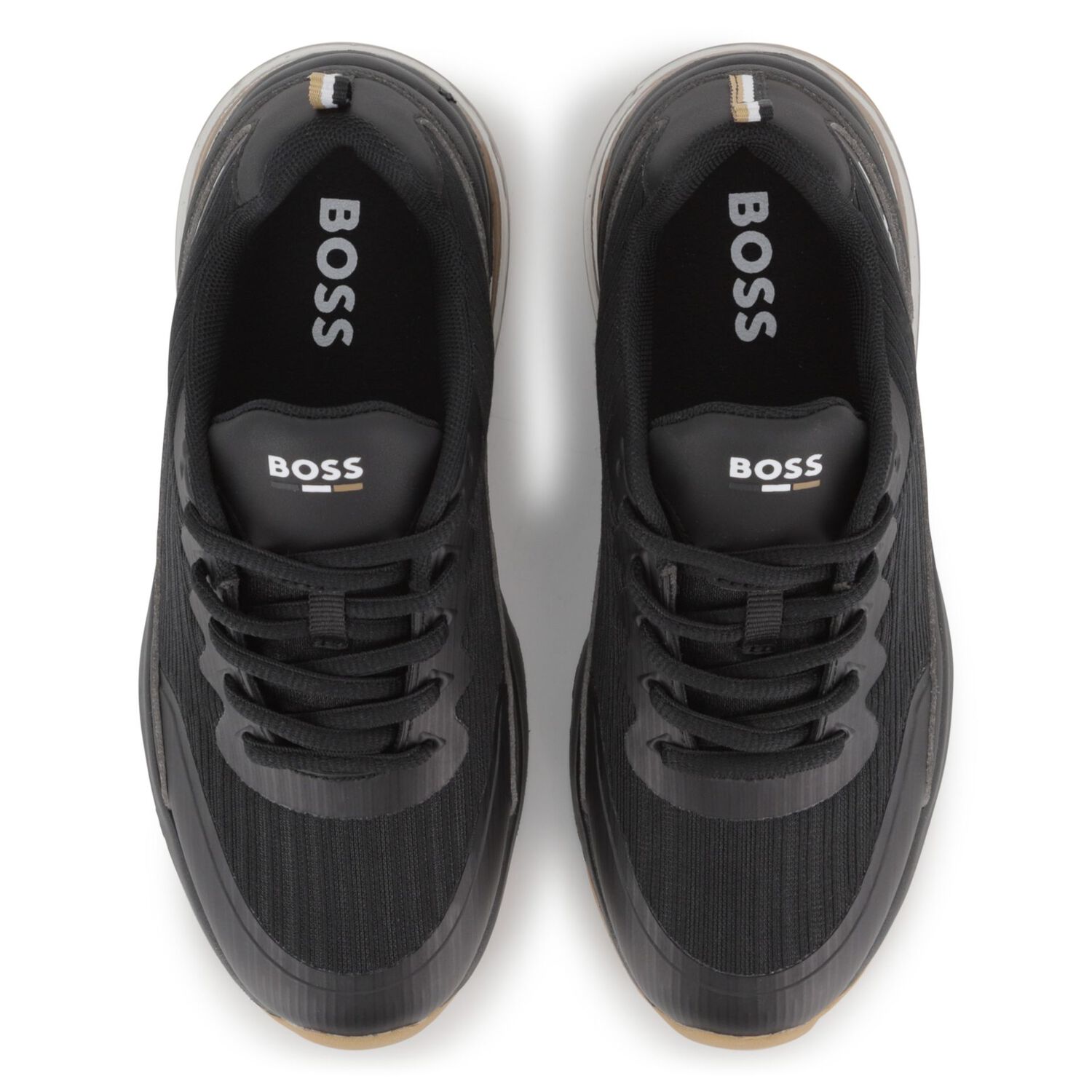 Boys Mini Me Black Logo Trainers, 1, hi-res