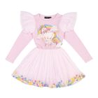 Girls Pink Unicorn  Tulle Dress, 1, hi-res