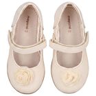 Younger Girls Beige Flower Shoes , 2, hi-res