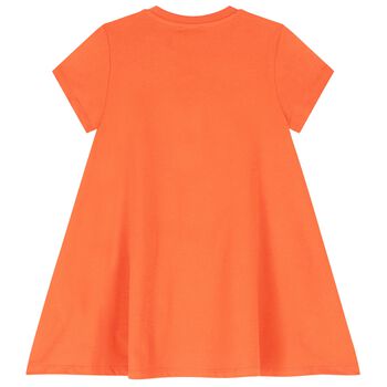 Girls Orange Elephant Logo Dress