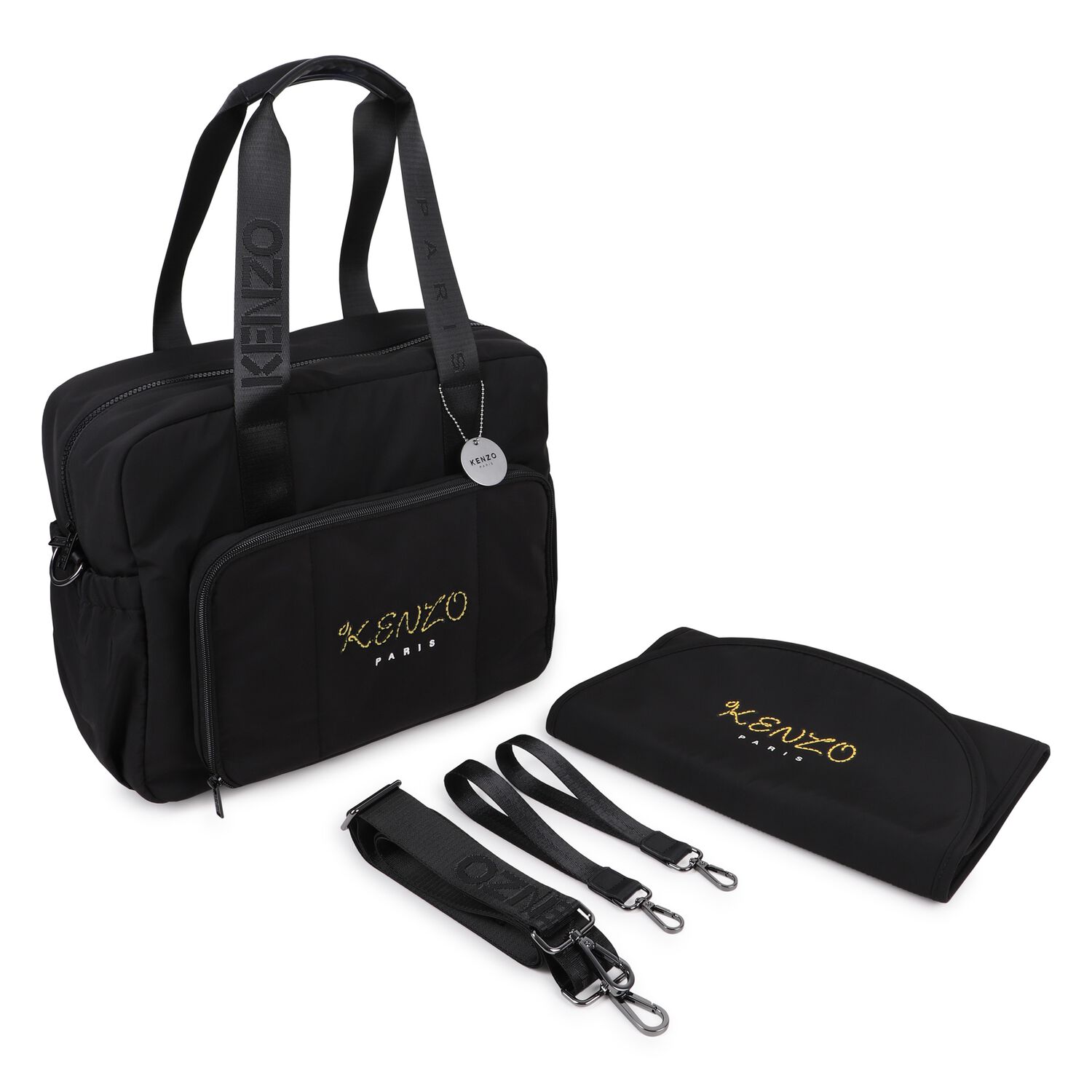Black Logo Baby Changing Bag , 1, hi-res