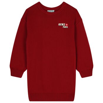Girls Burgundy Logo Jumper Dress