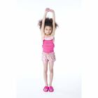 Girls Pink & Red Striped Logo Swimsuit, 1, hi-res