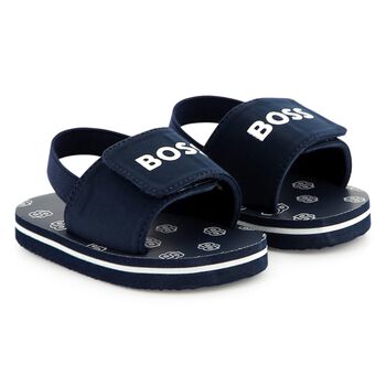 Boys Navy Blue Logo Sandals