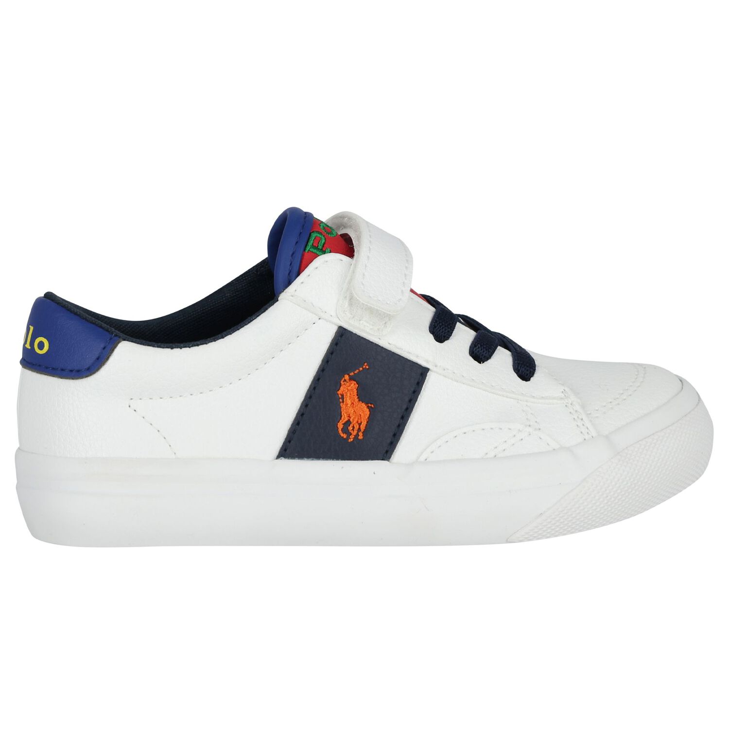Younger Boys White Logo Trainers, 1, hi-res