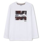 Boys White Logo Long Sleeve Top, 2, hi-res