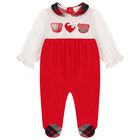 Baby Girls Ivory & Red Tartan Babygrow, 1, hi-res