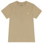 Boys Beige Logo T-Shirt, 1, hi-res