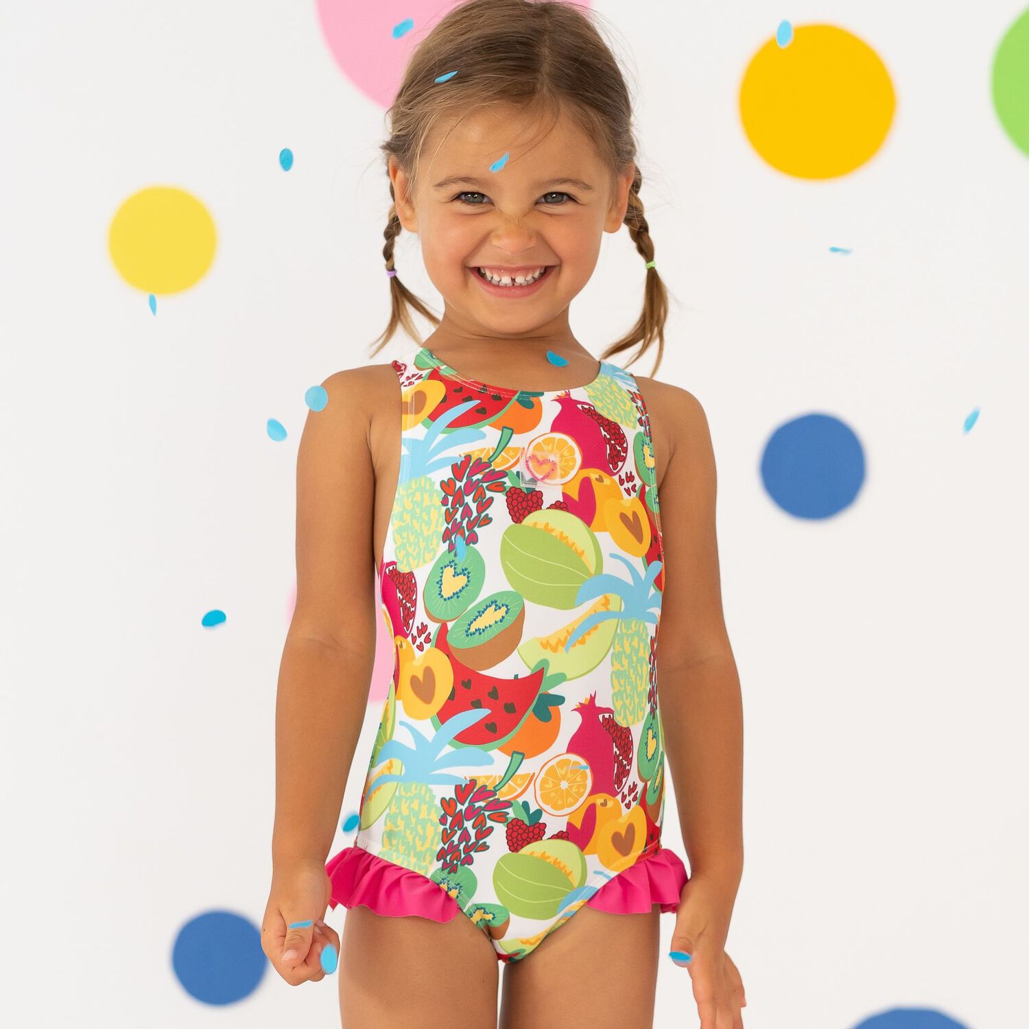 Girls Multi-Coloured Fruit Swimsuit, 1, hi-res image number null