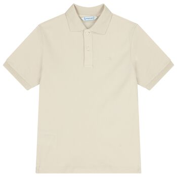 Boys Beige Logo Polo Shirt
