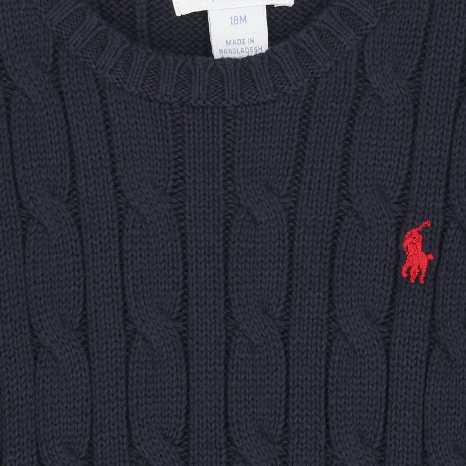 Navy Blue Logo Cable Baby Knit Jumper, 1, hi-res