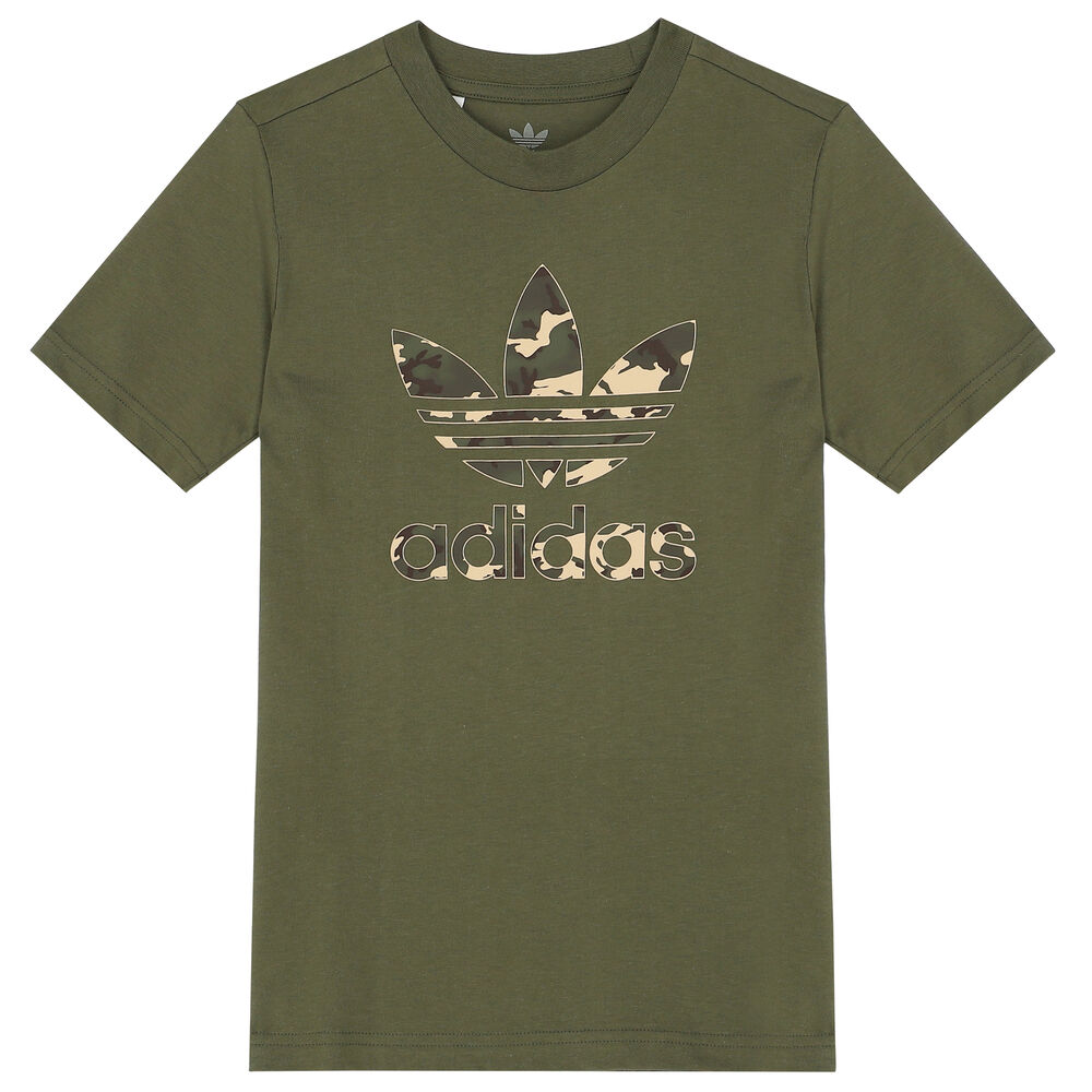 adidas Originals Boys Khaki Green Trefoil T-Shirt Junior USA