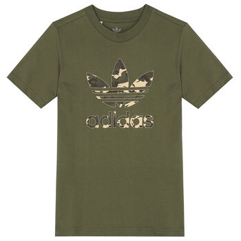 Khaki Green Trefoil Logo T-Shirt