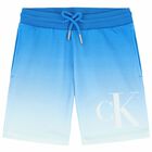 Boys Blue & White Logo Shorts, 1, hi-res