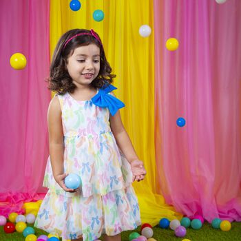 Girls Ivory Bow Tulle Dress