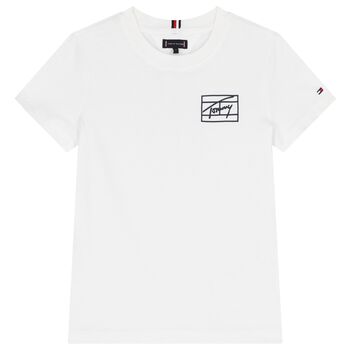Tommy Hilfiger Boys White Logo T-Shirt, 3 Boys White Logo T-Shirt