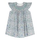 Baby Girls Blue & Green Liberty Print Dress, 1, hi-res