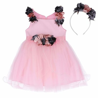 Girls Pink Special Occasion Dress & Headband
