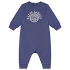 Baby Boys Navy Blue Varsity Logo Romper, 1, hi-res