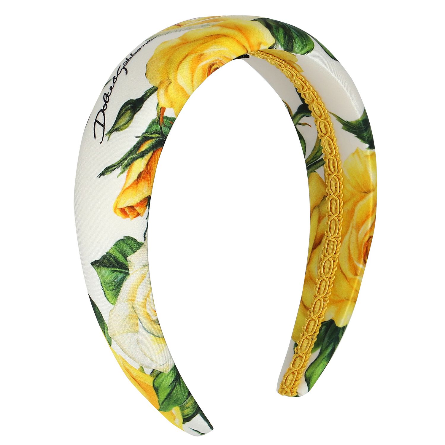 Dolce & Gabbana Girls Yellow & White Floral Padded Headband  display picture 3