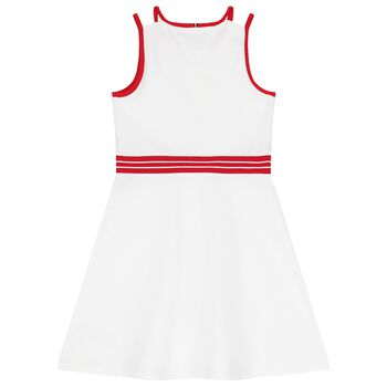 Girls White Cotton Skater Dress