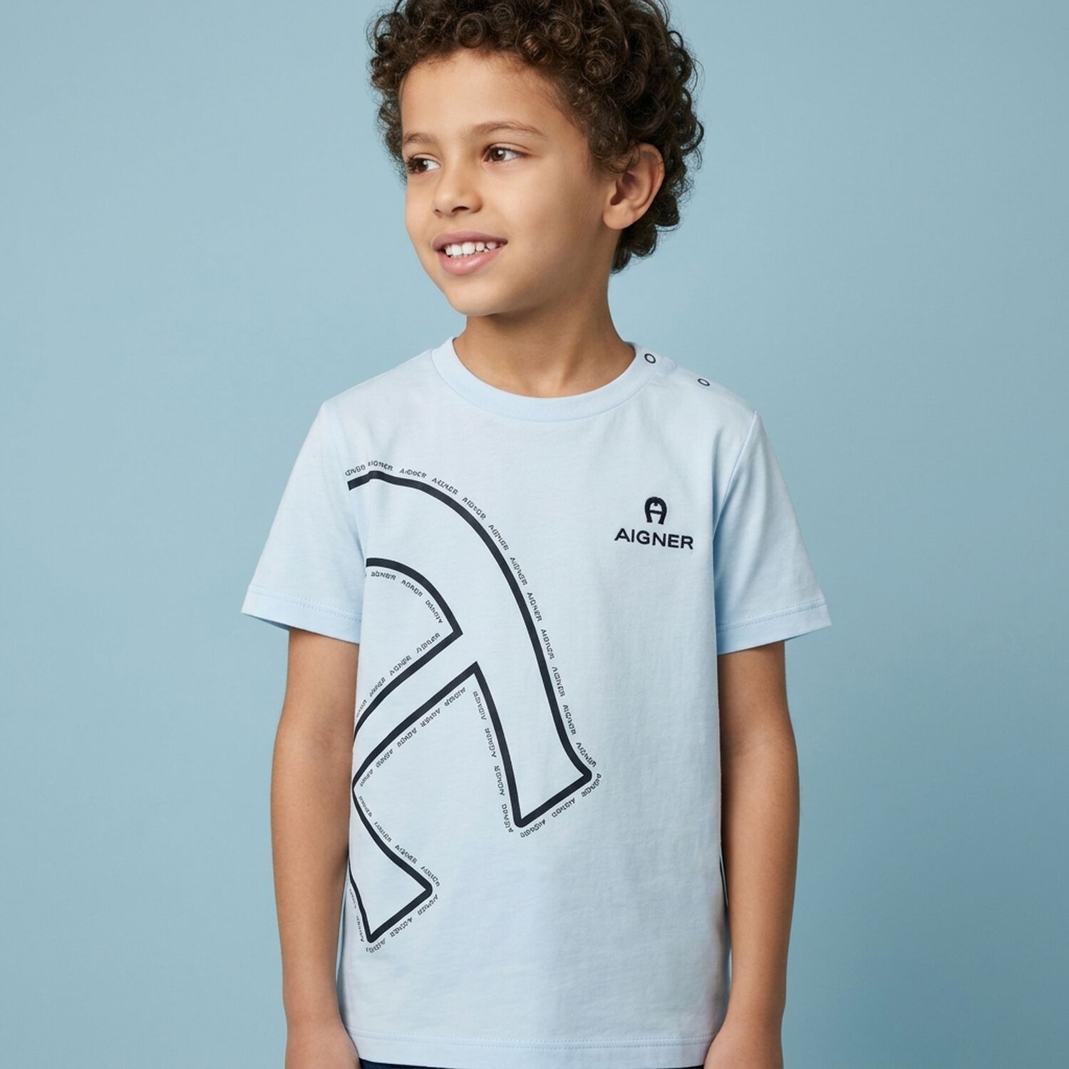 Younger Boys Blue Logo T-Shirt , 2, hi-res