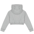 Girls Grey Logo Hooded Top, 1, hi-res