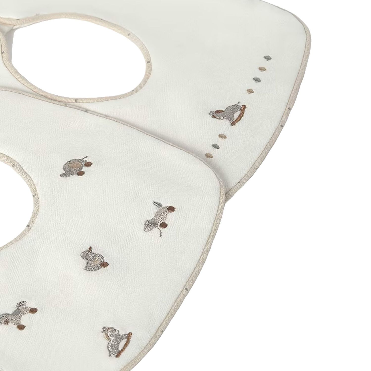 Ivory Embroidered Bibs ( 2 Pack ), 1, hi-res