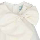 Girls White Glittery Bow Tulle Dress, 1, hi-res