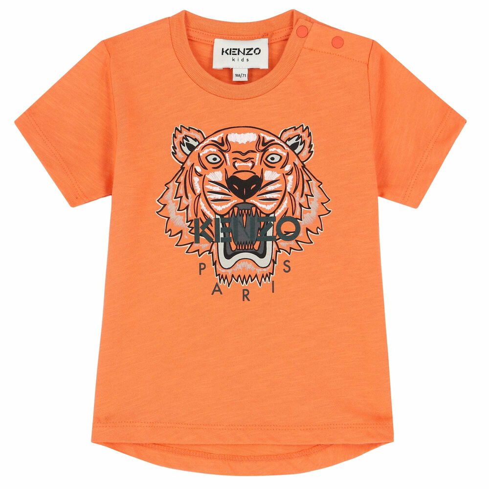KENZO Younger Boys Orange Tiger Logo T-Shirt | Junior