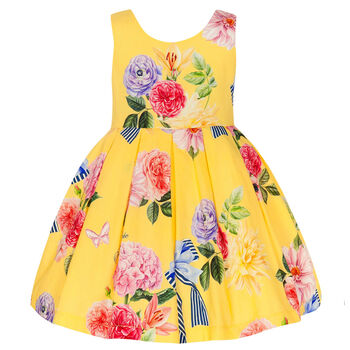 Girls Yellow Floral Dress