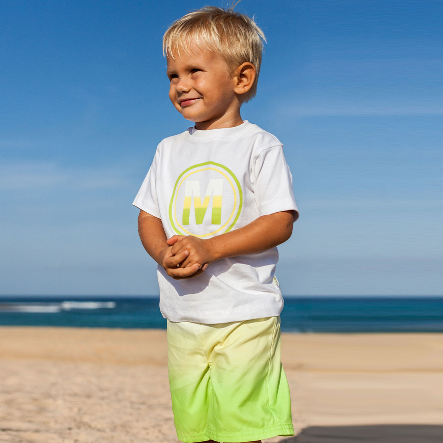 Boys White & Green Logo Shorts Set, 1, hi-res