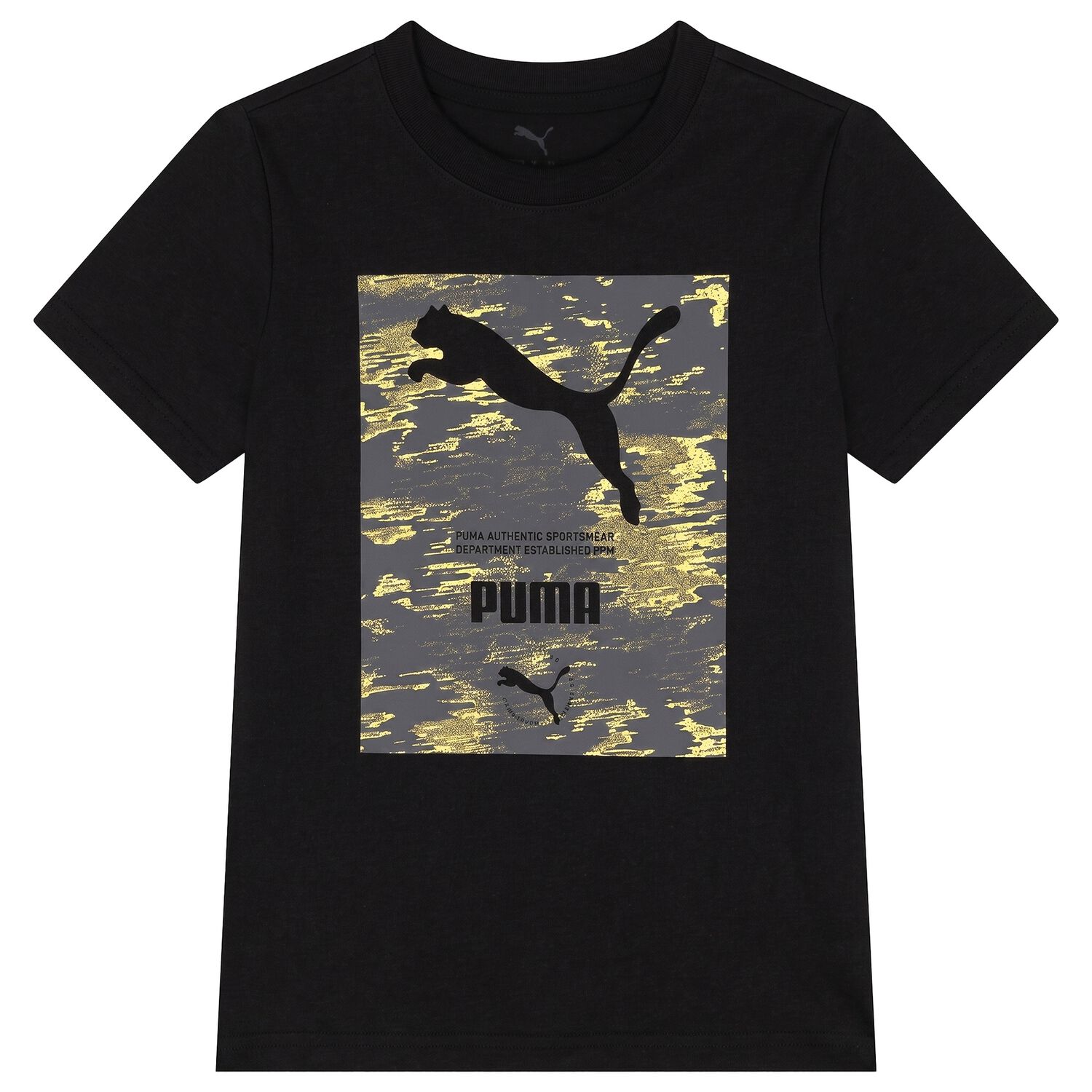 Boys Black & Yellow Logo T-Shirt, 1, hi-res
