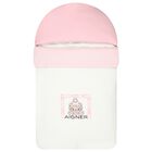 Baby Girls White & Pink Teddy Bear Logo Nest, 3, hi-res