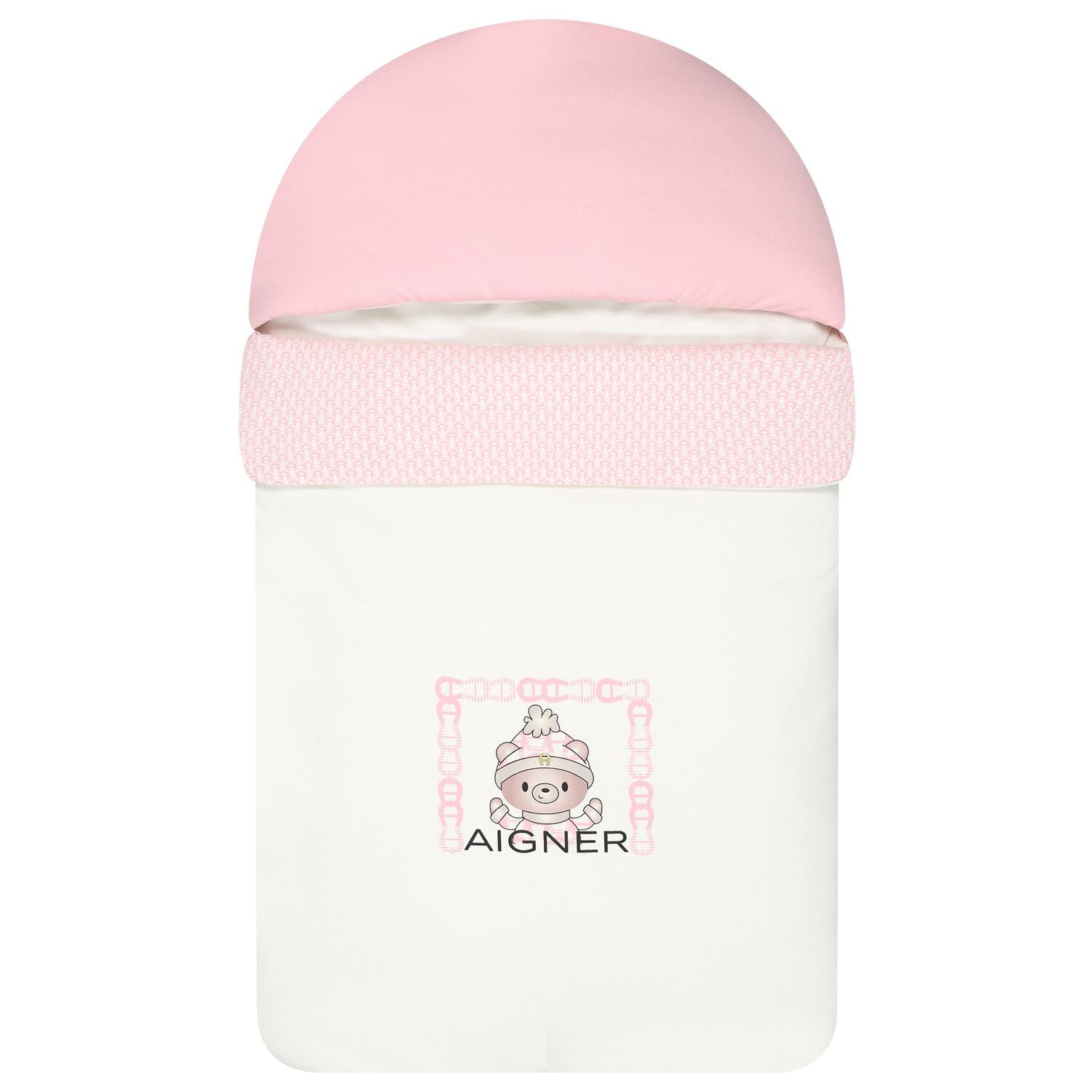 Baby Girls White & Pink Teddy Bear Logo Nest, 3, hi-res